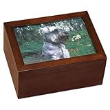 Wooden Cherry Finished Large Pet Urn Memory Box Includes: Photo Frame