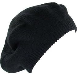 New Solid Beret Tam Knit Slouchy Junior Cap Hat Black Small Medium