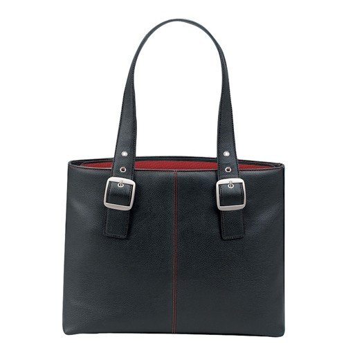 SOLO Classic Collection Ladies Laptop Tote, Padded Compartment Holds Notebook Computer up to 16 Inches - Black with Red Lining (K709-4/17)