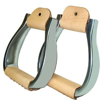 STIRRUP ALUMINUM MOD OXBOW W/WIDE LEATHER BAND NO ENG.