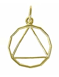 Alcoholics Anonymous AA Symbol Pendant #454-2, Solid 14k Gold, 12 Sided Medium Size Circle