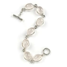 Oval rose quartz cabochon link bracelet by Barse by 