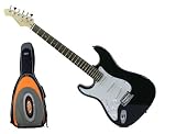 New York Pro Electric Guitar, Black, Left Handed, with Bonus Gig Bag, Yellow