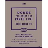 1941 DODGE Parts Book List Guide Catalog by Dodge