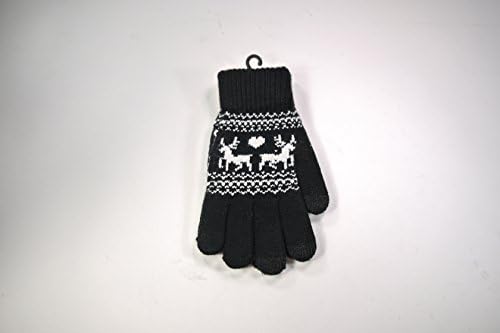 Touch Gloves Wool Smart Phone Texting Screen Winter Glove Compatible iPhone 6S Plus Samsung Galaxy S6 Mobile (Black Reindeer)