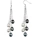 Black & White Silver Dangle Cultured Pearl Earrings