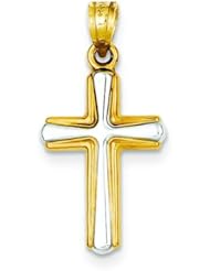 14K Two Tone Gold Cross Pendant Charm Jewelry