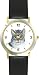 Gray Tabby Tom Cat and Kitten Cat - JP - WATCHBUDDY&Acirc;&reg; DELUXE TWO-TONE THEME WATCH - Arabic Numbers - Black Leather Strap-Women's Size-Small