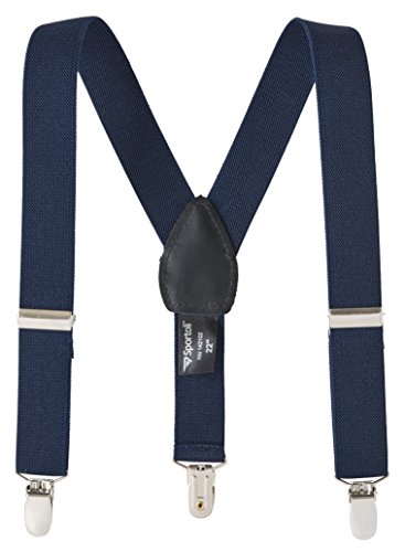 Sportoli® Kids Baby Adjustable Elastic Solid, Striped, and Polka Dot Suspenders - Navy (26 Inch)