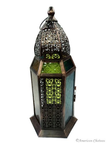 Large 20 Bronze Multicolor Lantern Lamp