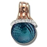 .08 CT 10MM FACETED BLUE TOPAZ SPHERE PINK & WHITE GOLD PEND