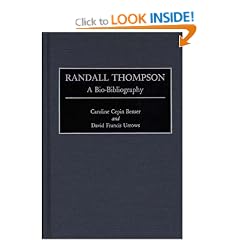 Randall Thompson: A Bio-bibliography (Bio-Bibliographies in Music)