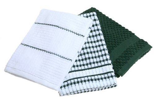 Popcorn 3-Piece Kitchen Towel Set, Hunter Green