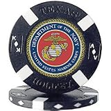 U.S. MARINES Seal on Black Texas Hold'em Poker Chip