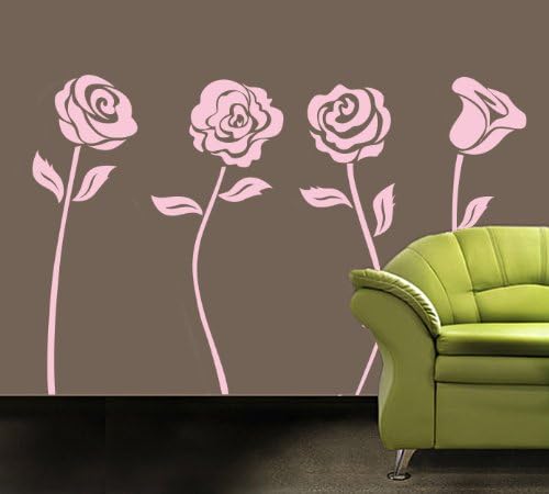 Artscharm Home Decor Mural Vinyl Removable Art Decor Peel & Stick Decal Home Fashion Wall Sticker Rose Pink