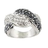 Women's Fashion Ring Accented with Black and Clear Crystal Stones - Size 8