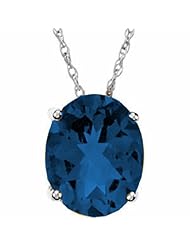 14K White Gold Oval Cut Chatham Created Sapphire Pendant -- LIFETIME WARRANTY