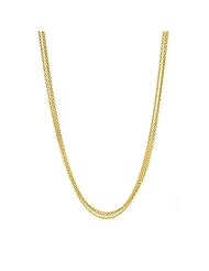 18K Yellow Gold 3 Strands Cable Necklace 18 Inch