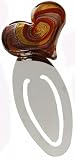 Ladies Gift Beautiful Metal Bookmark With Heart Shaped Glass Swirl Design (A)
