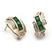 14k Yellow Gold Emerald and Diamond Hoop Earrings title=