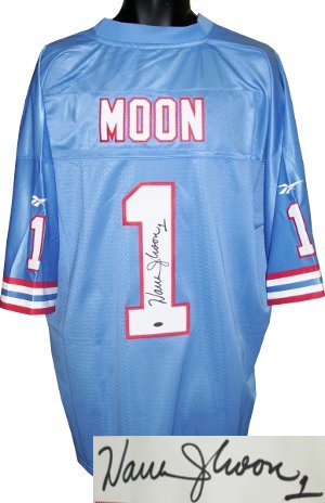 Warren Moon signed Houston Oilers Blue Reebok Gridiron Jersey- Moon Hologram