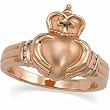 18K Rose Gold Diamond Gent's Claddagh Ring - 0.04 Ct.