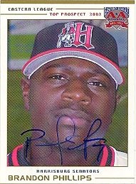 Brandon Phillips Autographed/Hand Signed 2002 Grandstand AA Top Prospect Card