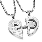 Valentine Couple's Lock and Key Pendant Necklaces Titanium Stainless Steel (One Pair)