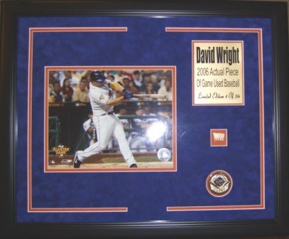 David Wright Framed New York Mets 8x10 Photo with Game Used Baseball Piece