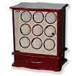 Vertical Cherry Nine Watch Winder with Extra Storage For Automatic Watch with Program Timer Cherry Wood Finish