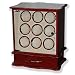 Vertical Cherry Nine Watch Winder with Extra Storage For Automatic Watch with Program Timer Cherry Wood Finish