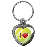 Heart Key Chain of I Love Tennis (Wimbeldon, French Open, Australian Open, US Open, U.S. Open, Shoes, Racket, Balls)