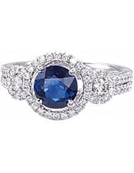 14K White Gold Sapphire and Diamond Ring -- LIFETIME WARRANTY