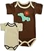 Baby : Pixel Organics 100% Certified Organic Cotton 2-Pack Bodysuits in "Bark" 0 to 3 month with Horse Graphic