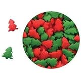 Edible Confetti Sprinkles Cake Cookie Cupcake Quins Christmas Red and Green Trees 8 Ounces