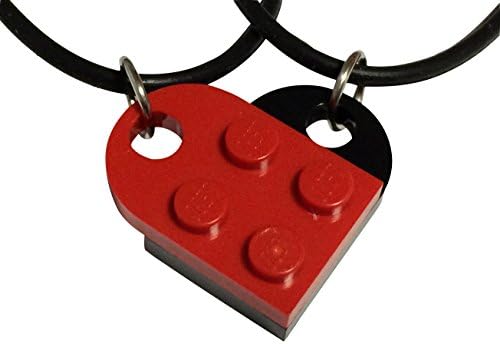 Lego Heart Necklaces Set of Two - Black/Red