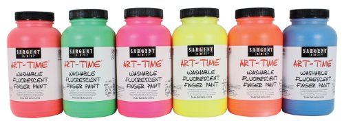 Sargent Art 22-9606 16-Ounce Art Time Washable Fluorescent Finger Paint Set of 6, Includes All colors