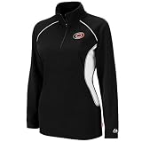 NHL Majestic Carolina Hurricanes Ladies Black Charged Up Quarter Zip Fleece Sweatshirt (Medium)
