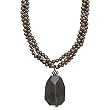 16.5"+2" Three Strand Brown Cultured Freshwater Pearl Necklace with Faceted Smoky Quartz Drop
