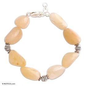 Chalcedony bracelet, 'Lemon Drops' 0.6 W 8.3 L by Chalcedony Bracelets