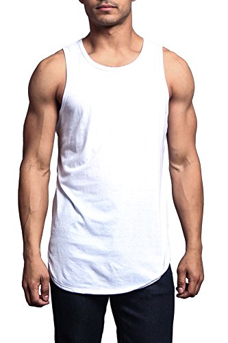 Victorious Solid Color Long Length Curved Hem Tank Top TT47 - WHITE - X-Large - A1D - A8D