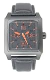 DKNY NY1310 Gents Analogue Watch, Black Stainless Steel Case with Black Dial, Orange Hands & Indexes & Black Leather Strap