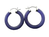 Lavender Jade Large Traditional Hoop Earrings, 925 Sterling Silver