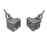 Silver Dice Earrings with Clear Rhinestones - Adult Fashion Jewelry