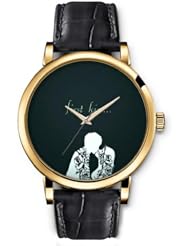 SPRAWL Aanalog Fashion Series Gold Ladies Watches of Genuine Black Leather Strap,Unique Wrist Watch for Women Girls Designed with The First Kiss