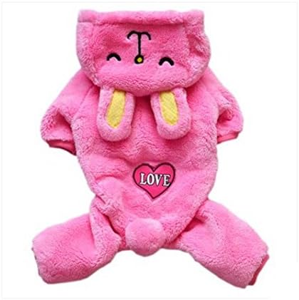 Cartoon Pink Rabbit Hoodie Four-leg Jumpsuit Clothes for Pet Dogs (S)