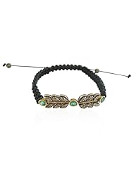 Sterling Silver Diamond Pave Emerald Gemstone Macrame Bracelet Handmade Jewelry