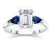 2.01 CT EMERALD DIAMOND W PEAR BLUE SAPPHIRE RING 18K
