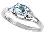 0.54 cttw Genuine Aquamarine and Diamond Ring in 10 kt White Gold Size 8
