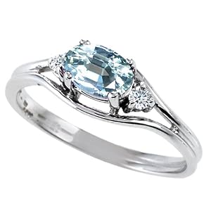 Buy 0.54 cttw 10k Gold Genuine Aquamarine and Diamond Ring - Yellow Gold